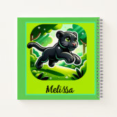 Monogram met zwarte en groene Panther Cub | Notitieboek (Achterkant)