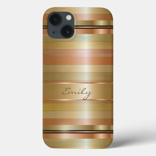 Monogram metaal goud- en koperstrips Case-Mate iPhone case (Achterkant)
