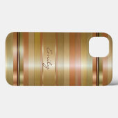 Monogram metaal goud- en koperstrips Case-Mate iPhone case (Achterkant (horizontaal))