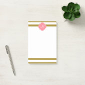 Monogram metaal goud en roze gestreepte patroon post-it® notes (Kantoor)