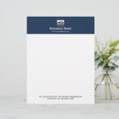 Monogram Metaal Logo marineblauw Modern Profession Briefhoofd Sjabloon (Staand voorkant)