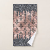 Monogram metaal Roos Gold en zwarte glitter Damask Bad Handdoek (Handdoek)
