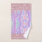 Monogram metaal Roos Gold Glitter & Iridescent Bad Handdoek (Handdoek)
