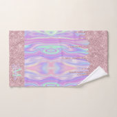 Monogram metaal Roos Gold Glitter & Iridescent Bad Handdoek (Handdoek)