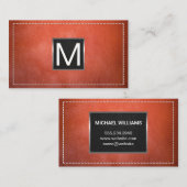 Monogram metaal Trim | Gesitteerd leder Visitekaartje (Voorkant / Achterkant)