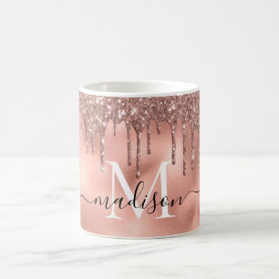 Monogram Metaalachtig Roos Gold Roze Glitter Drive Koffiemok