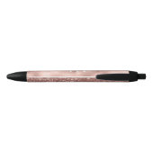 Monogram Metaalachtig Roos Gold Roze Glitter Drive Zwarte Inkt Pen (Achterkant)