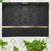 Monogram Metaalgoud en Floral Damask Pattern Theedoek (Gevouwen)