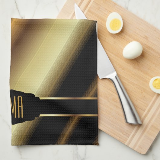 Monogram metalen Abstracte gouden diagonaal strepe Theedoek (Quarter Fold)