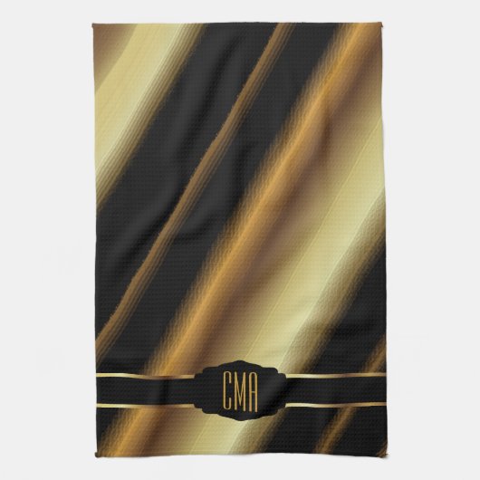 Monogram metalen Abstracte gouden diagonaal strepe Theedoek (Verticaal)