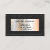 Monogram Metallic Banner | Schroefzwart leder Visitekaartje (Achterkant)