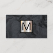Monogram Metallic Banner | Zwart verkreukeld papie Visitekaartje (Voorkant)
