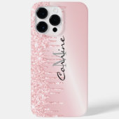 Monogram Metallic Blush Roze Dripping Glitter Case-Mate iPhone Case (Achterkant)