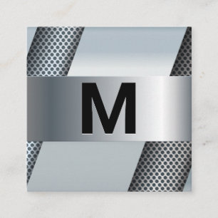 Monogram Metallic Geperforeerde Achtergrond Vierkante Visitekaartje