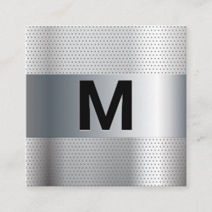 Monogram Metallic Geperforeerde Achtergrond Vierkante Visitekaartje