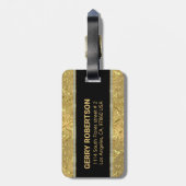 Monogram Metallic Gold Damask Bagagelabel (Achterkant verticaal)