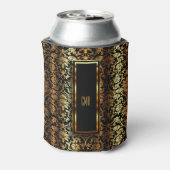 Monogram Metallic Gold en Black Damask Blikjeskoeler (Blikje Achterkant)