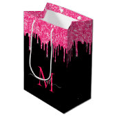 Monogram Metallic Hot Pink Driving Glitter Black Medium Cadeauzakje (Voorkant Gekanteld)