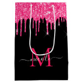 Monogram Metallic Hot Pink Driving Glitter Black Medium Cadeauzakje (Achterkant)