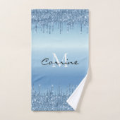 Monogram Metallic Ice Blue Dripping Glitter Bad Handdoek (Handdoek)