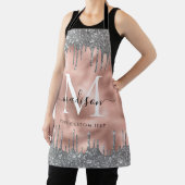 Monogram Metallic Roos Gold Silver Glitter Drips Schort (Insitu)