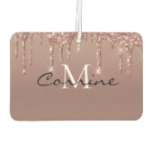 Monogram Metallic Roos Goud Dripping Glitter Auto Luchtverfrisser (Achterkant)