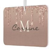 Monogram Metallic Roos Goud Dripping Glitter Auto Luchtverfrisser (Links)
