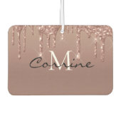 Monogram Metallic Roos Goud Dripping Glitter Auto Luchtverfrisser (Voorkant)