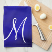 Monogram Metallic Royal Blue Kitchen Towell Theedoek (Quarter Fold)