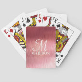 Monogram Metallic Roze Gestructureerde Gepersonali Pokerkaarten (Achterkant)