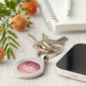Monogram Metallic Roze Gestructureerde Gepersonali Sleutelhanger (Zijkant)