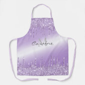 Monogram Metallic Violet Paarse druppelen Glitter Schort (Voorkant)