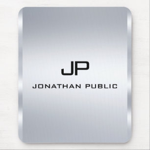 Monogram Metallic zilver Sjabloon Verticaal Muismat