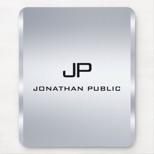 Monogram Metallic zilver Sjabloon Verticaal Muismat (Voorkant)