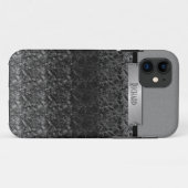 Monogram metallisch en zwart grijs leder Case-Mate iPhone case (Achterkant (horizontaal))