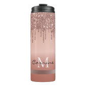 monogram metallisch roos glitter thermosbeker (Voorkant)