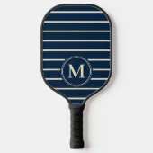 Monogram Mid-Century Gestreepte Deep Zee Blauwe Kl Pickleball Paddle (Voorkant)