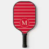 Monogram Midden-eeuw gestreept kersenplukken roze Pickleball Paddle (Voorkant)