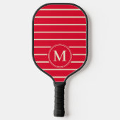 Monogram Midden-eeuw gestreept kersenplukken roze Pickleball Paddle (Achterkant)