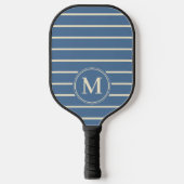Monogram Midden-eeuw gestreepte capri blauwe kleur Pickleball Paddle (Voorkant)
