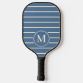 Monogram Midden-eeuw gestreepte capri blauwe kleur Pickleball Paddle (Achterkant)