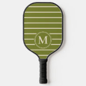 Monogram Midden-eeuw Gestreepte Willow Groene Kleu Pickleball Paddle (Voorkant)
