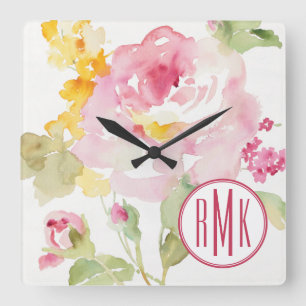 Monogram Midden van juli Vierkante Klok