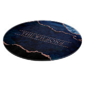 Monogram Midnight Blue Abstract Elegant Marmer Snijplank (Hoek)