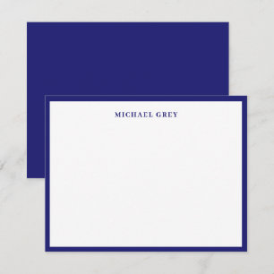 Monogram Midnight Blue Elegante Rand Notitiekaartje