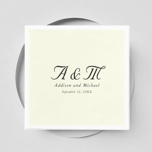 Monogram, Minimaal, Elegant, Ivoor, Huwelijk Servet