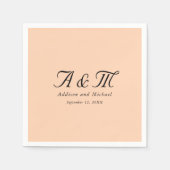 Monogram, Minimaal, Elegant, Perzik, Huwelijk Servet (Voorkant)