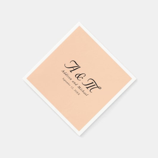 Monogram, Minimaal, Elegant, Perzik, Huwelijk Servet (Hoek)