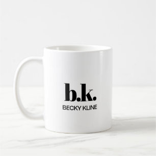 Monogram Minimaal Klassiek Elegant Zwart en Wit Koffiemok