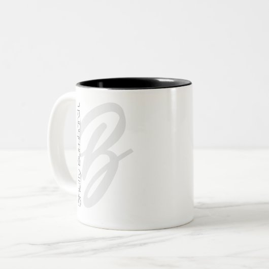 Monogram Minimaal Modern Script Business Bold Tweekleurige Koffiemok (Voorkant links)
